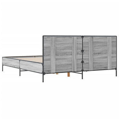 Bedframe bewerkt hout metaal grijs sonoma eiken 140x190 cm