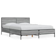 Bedframe 140x190 cm bewerkt hout metaal grijs sonoma eiken
