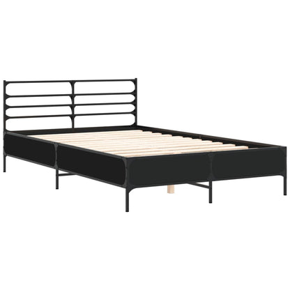 Bedframe bewerkt hout metaal zwart 120x200 cm