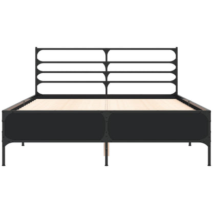 Bedframe bewerkt hout metaal zwart 120x200 cm