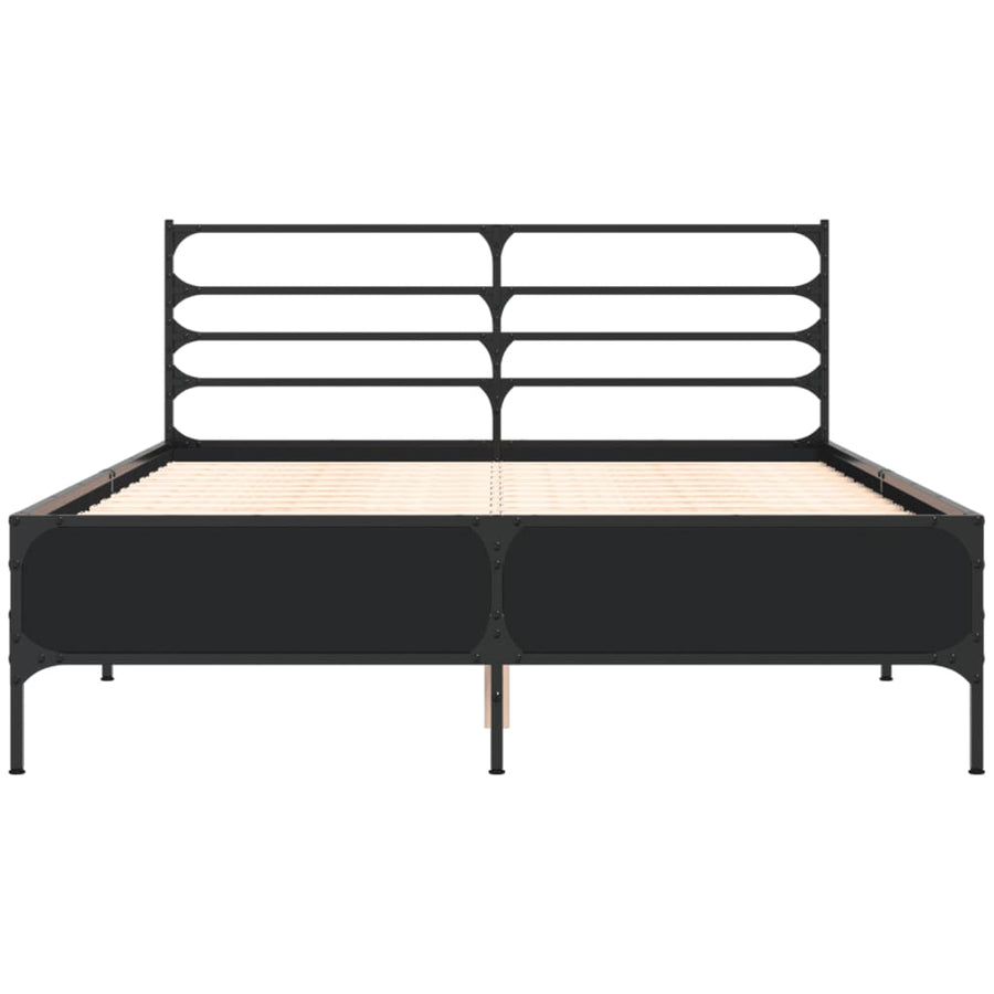 Bedframe bewerkt hout metaal zwart 120x200 cm