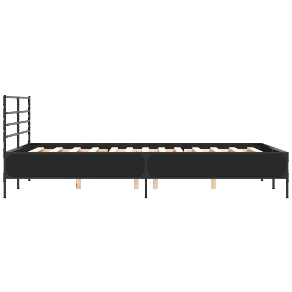 Bedframe bewerkt hout metaal zwart 120x200 cm