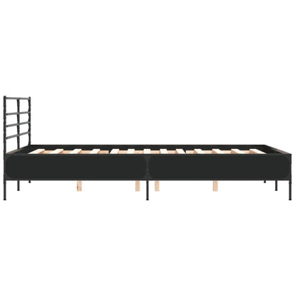 Bedframe bewerkt hout metaal zwart 120x200 cm