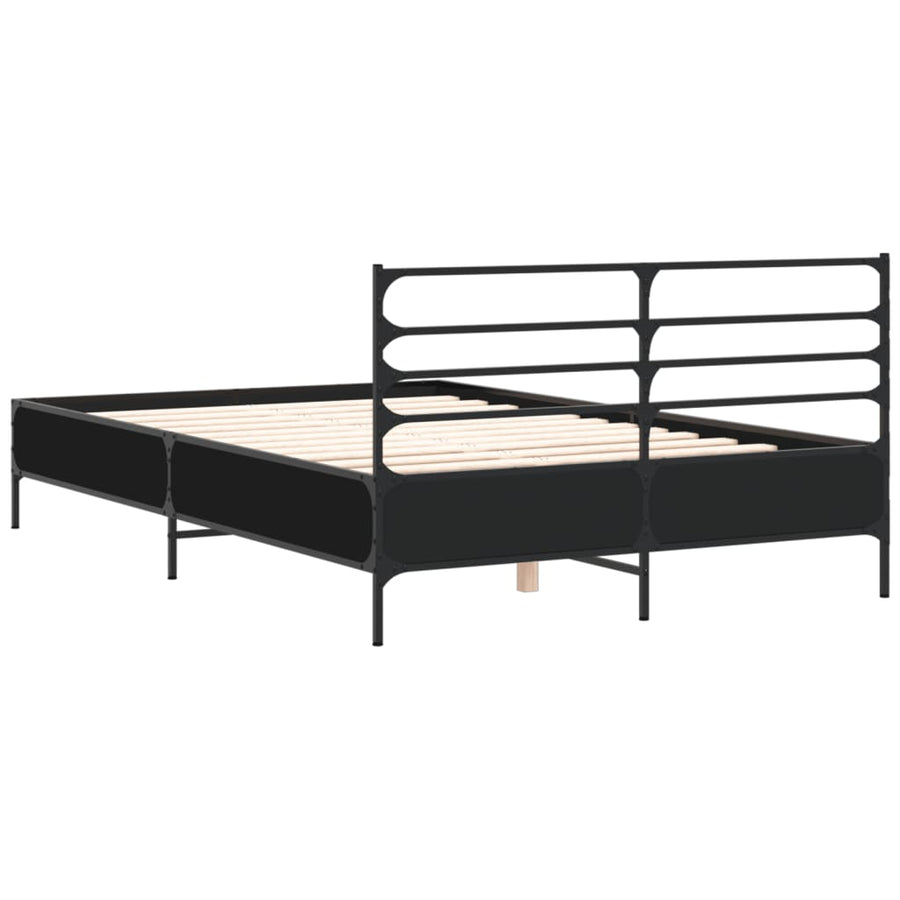 Bedframe bewerkt hout metaal zwart 120x200 cm