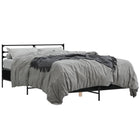 Bed frame carved wood metal black 120x200 cm