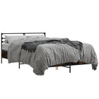 Bed frame crafted wood metal smoked oak finish 120x200 cm