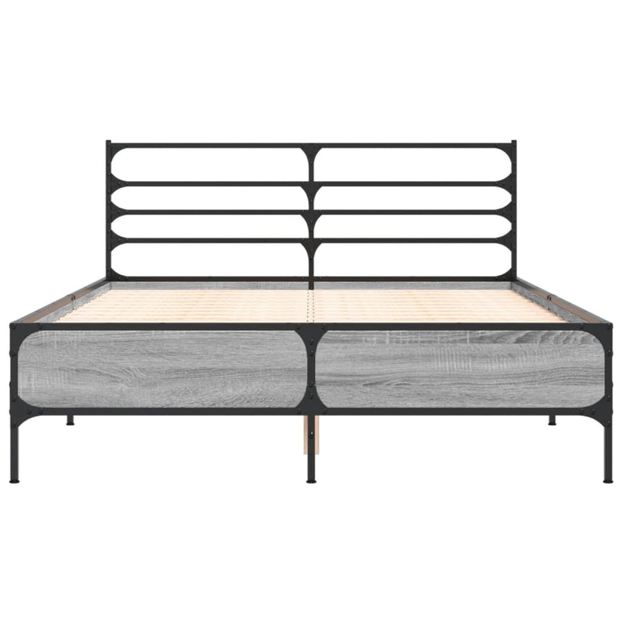 Bedframe bewerkt hout metaal grijs sonoma eiken 120x200 cm