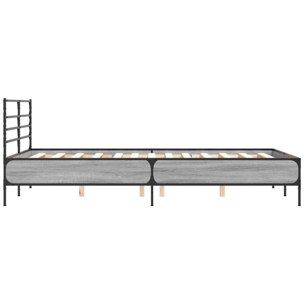 Bedframe bewerkt hout metaal grijs sonoma eiken 120x200 cm