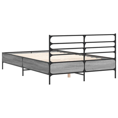 Bedframe bewerkt hout metaal grijs sonoma eiken 120x200 cm