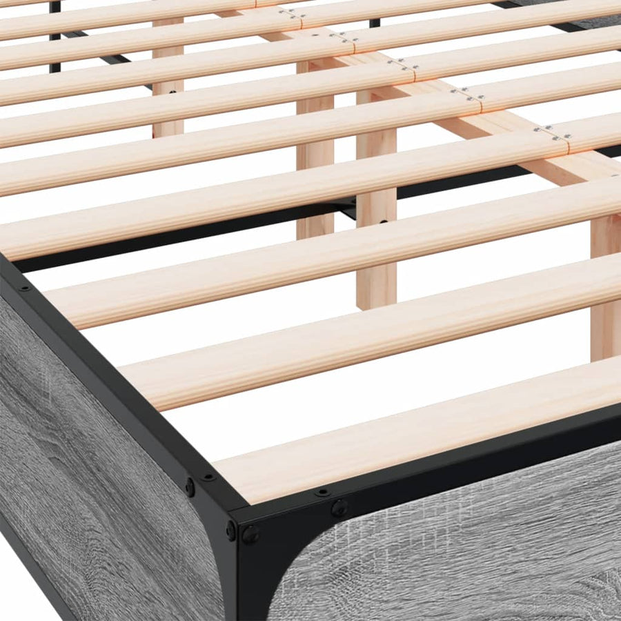 Bedframe bewerkt hout metaal grijs sonoma eiken 120x200 cm