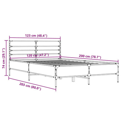 Bedframe bewerkt hout metaal grijs sonoma eiken 120x200 cm