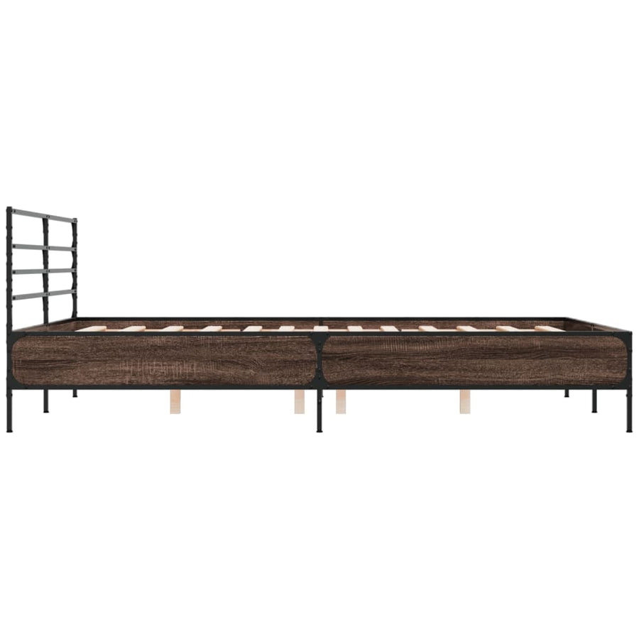 Bedframe bewerkt hout metaal bruin eikenkleur 120x200 cm