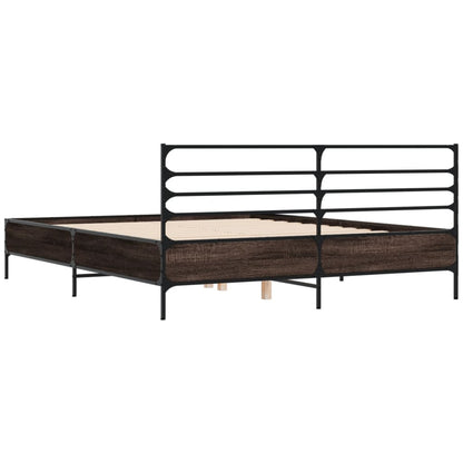 Bedframe bewerkt hout metaal bruin eikenkleur 120x200 cm