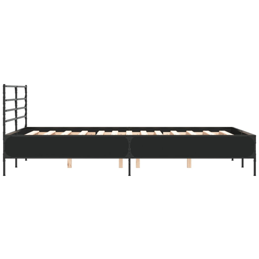 Bedframe bewerkt hout metaal zwart 140x200 cm
