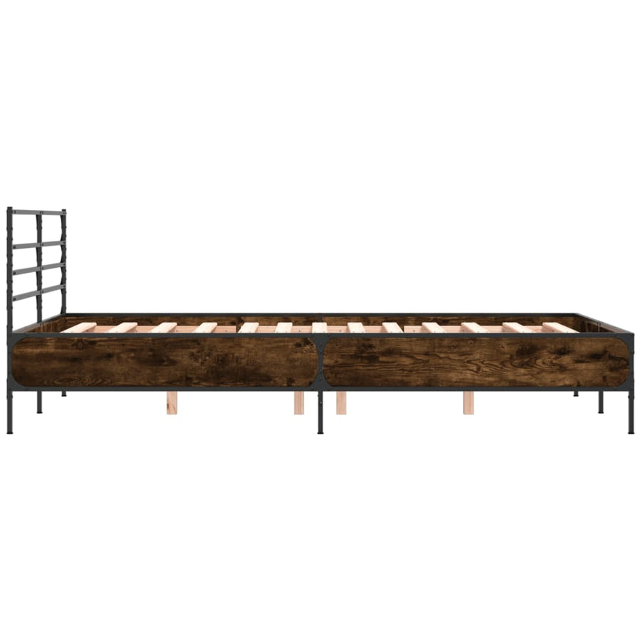 Bedframe bewerkt hout metaal gerookt eikenkleurig 140x200 cm