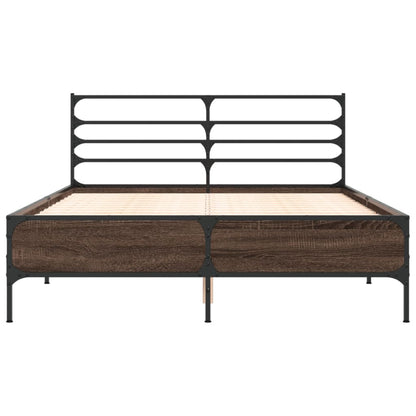 Bedframe bewerkt hout metaal bruin eikenkleur 140x200 cm