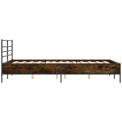 Bedframe bewerkt hout metaal bruin eikenkleur 140x200 cm