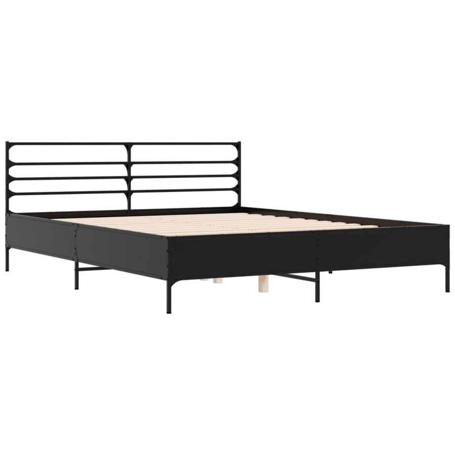 Bedframe bewerkt hout metaal zwart 150x200 cm