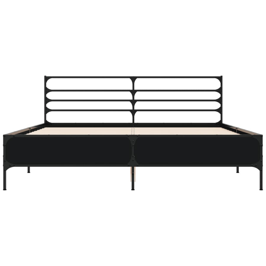 Bedframe bewerkt hout metaal zwart 150x200 cm