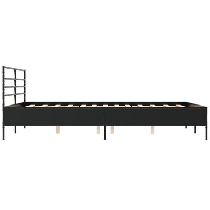 Bedframe bewerkt hout metaal zwart 150x200 cm