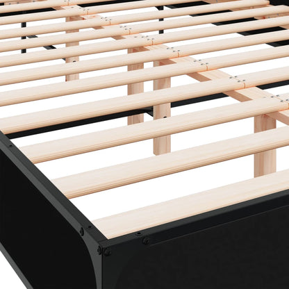 Bedframe bewerkt hout metaal zwart 150x200 cm