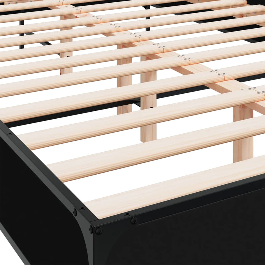 Bedframe bewerkt hout metaal zwart 150x200 cm