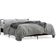 Bedframe 150x200 cm bewerkt hout metaal zwart
