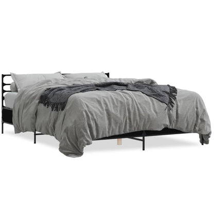 Bedframe bewerkt hout metaal zwart 150x200 cm