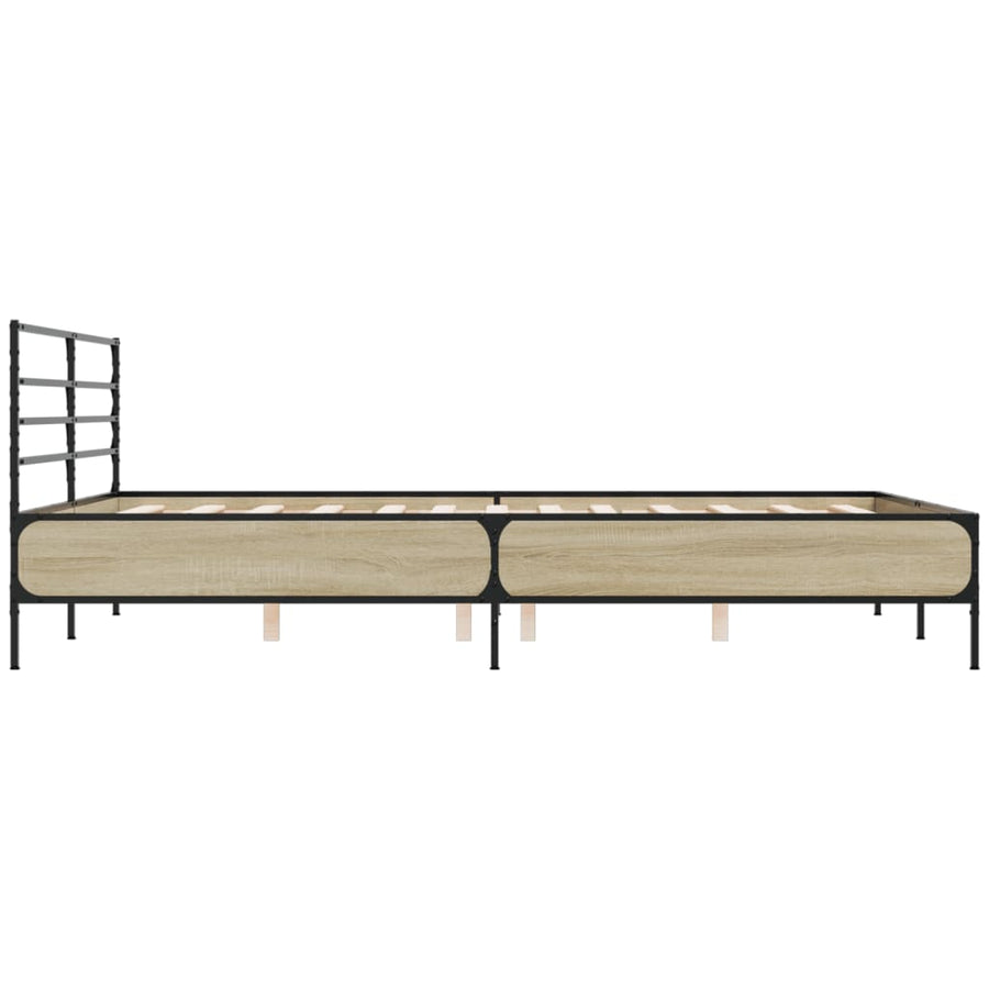 Bedframe bewerkt hout metaal sonoma eikenkleurig 150x200 cm
