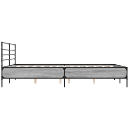 Bedframe bewerkt hout metaal grijs sonoma eiken 150x200 cm