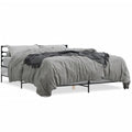 Bed frame engineered wood metal grey Sonoma oak 150x200 cm