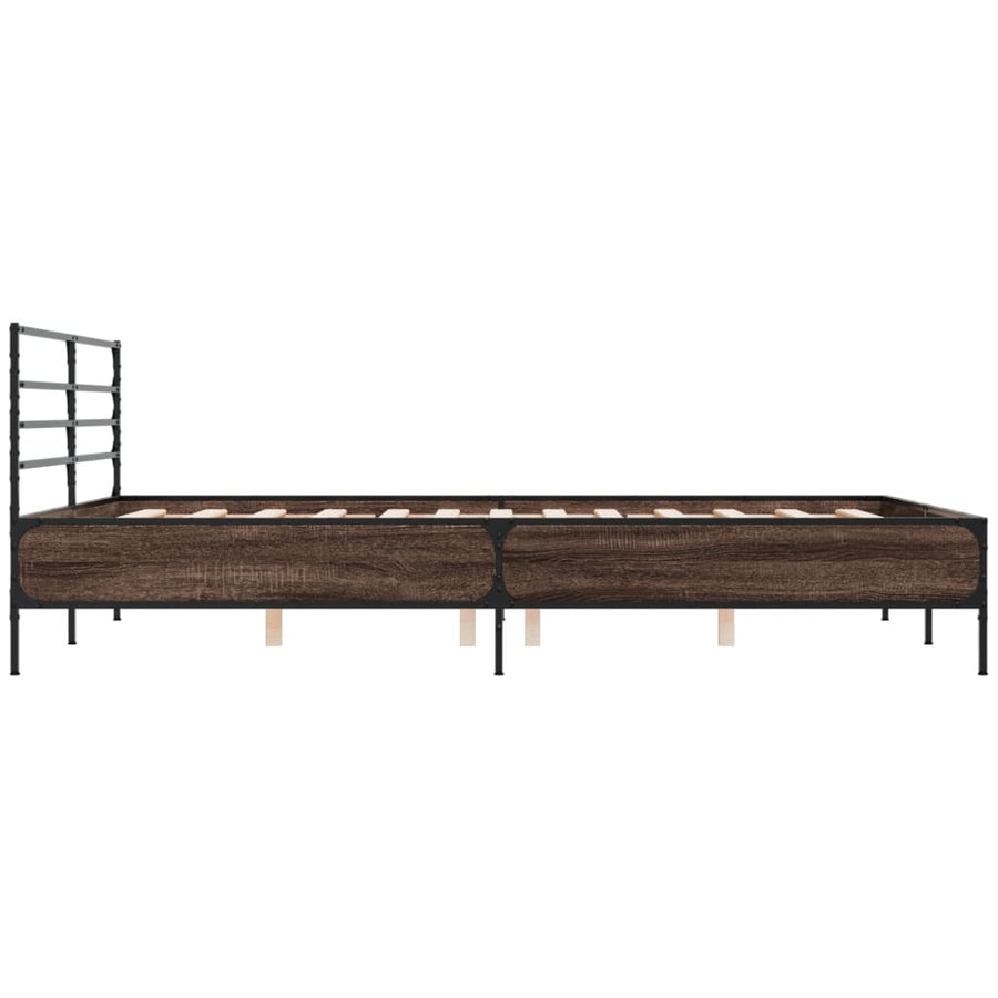 Bedframe bewerkt hout metaal bruin eikenkleur 150x200 cm