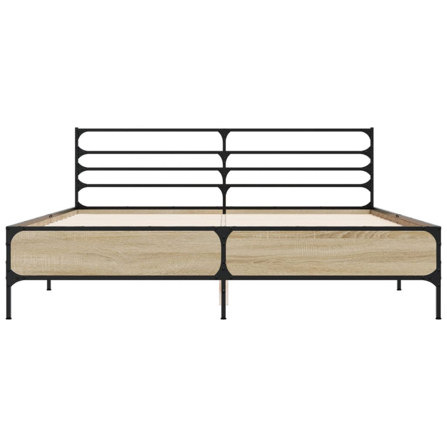 Bedframe bewerkt hout metaal sonoma eikenkleurig 160x200 cm