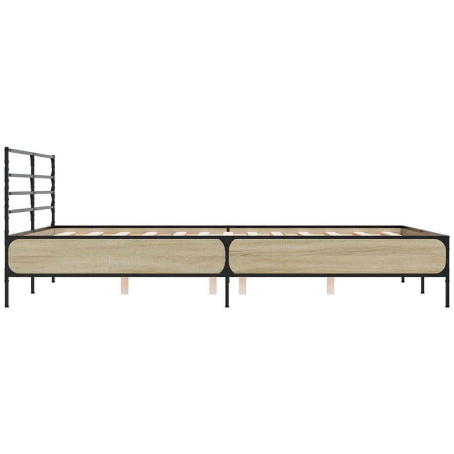 Bedframe bewerkt hout metaal sonoma eikenkleurig 160x200 cm