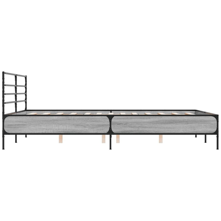 Bedframe bewerkt hout metaal grijs sonoma eiken 160x200 cm