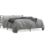 Bedframe 160x200 cm bewerkt hout metaal grijs
