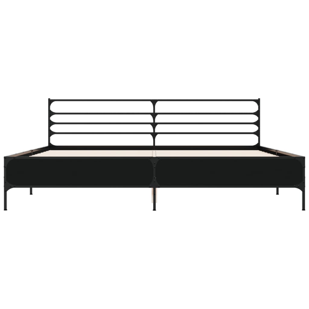 Bedframe bewerkt hout metaal zwart 180x200 cm
