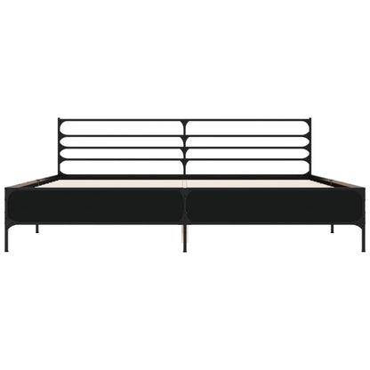 Bedframe bewerkt hout metaal zwart 180x200 cm