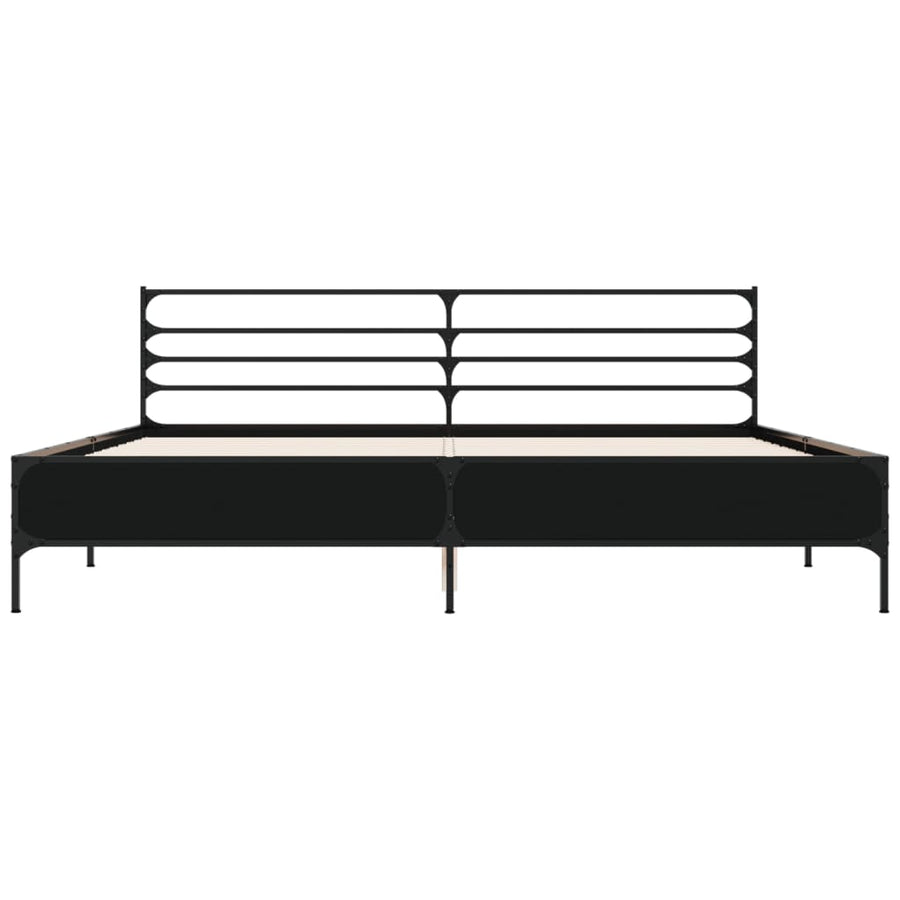 Bedframe bewerkt hout metaal zwart 180x200 cm