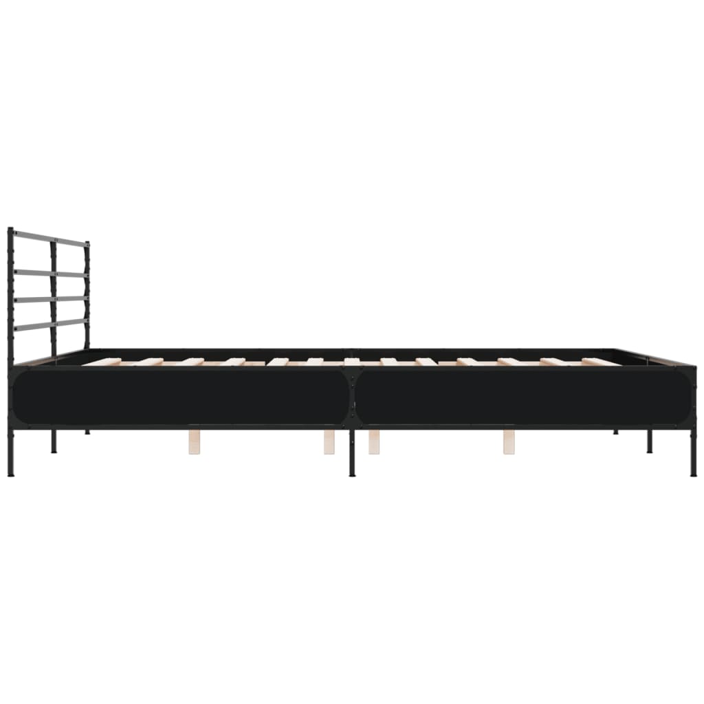 Bedframe bewerkt hout metaal zwart 180x200 cm
