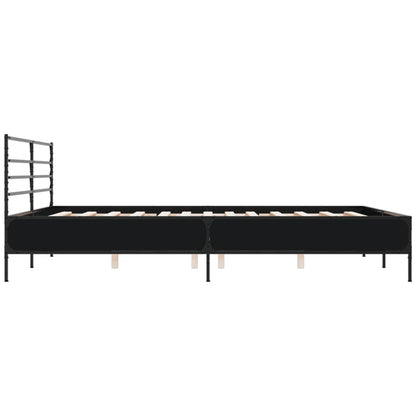Bedframe bewerkt hout metaal zwart 180x200 cm