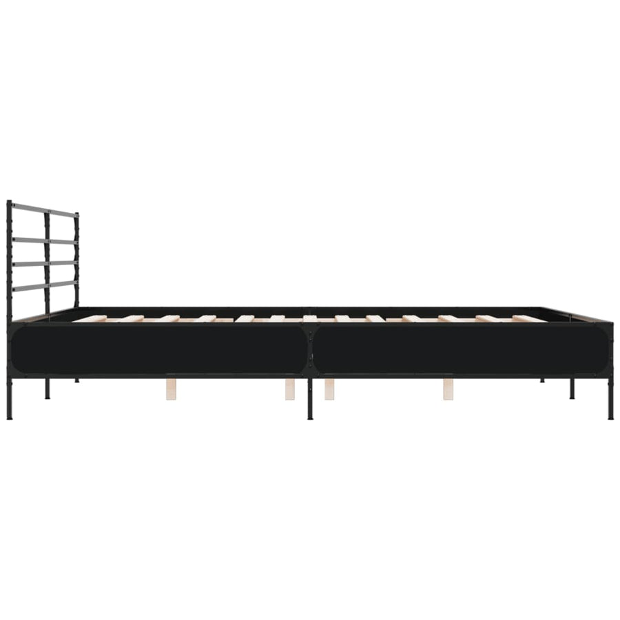 Bedframe bewerkt hout metaal zwart 180x200 cm