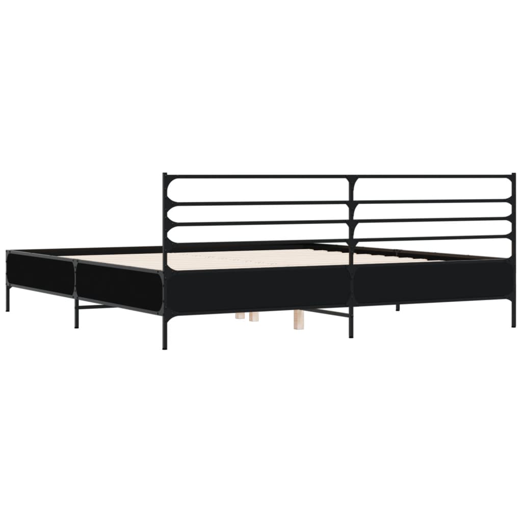 Bedframe bewerkt hout metaal zwart 180x200 cm