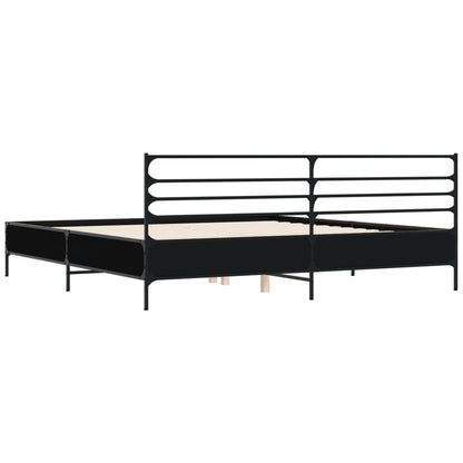 Bedframe bewerkt hout metaal zwart 180x200 cm