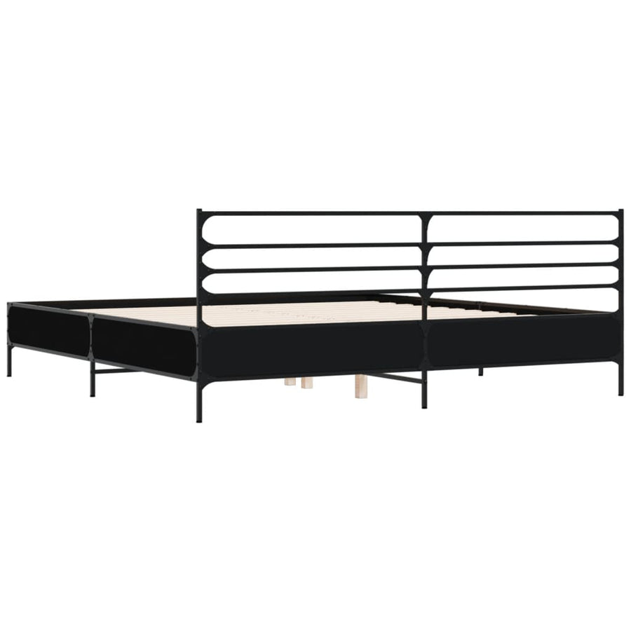 Bedframe bewerkt hout metaal zwart 180x200 cm