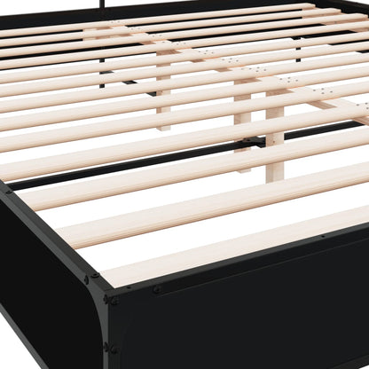 Bedframe bewerkt hout metaal zwart 180x200 cm