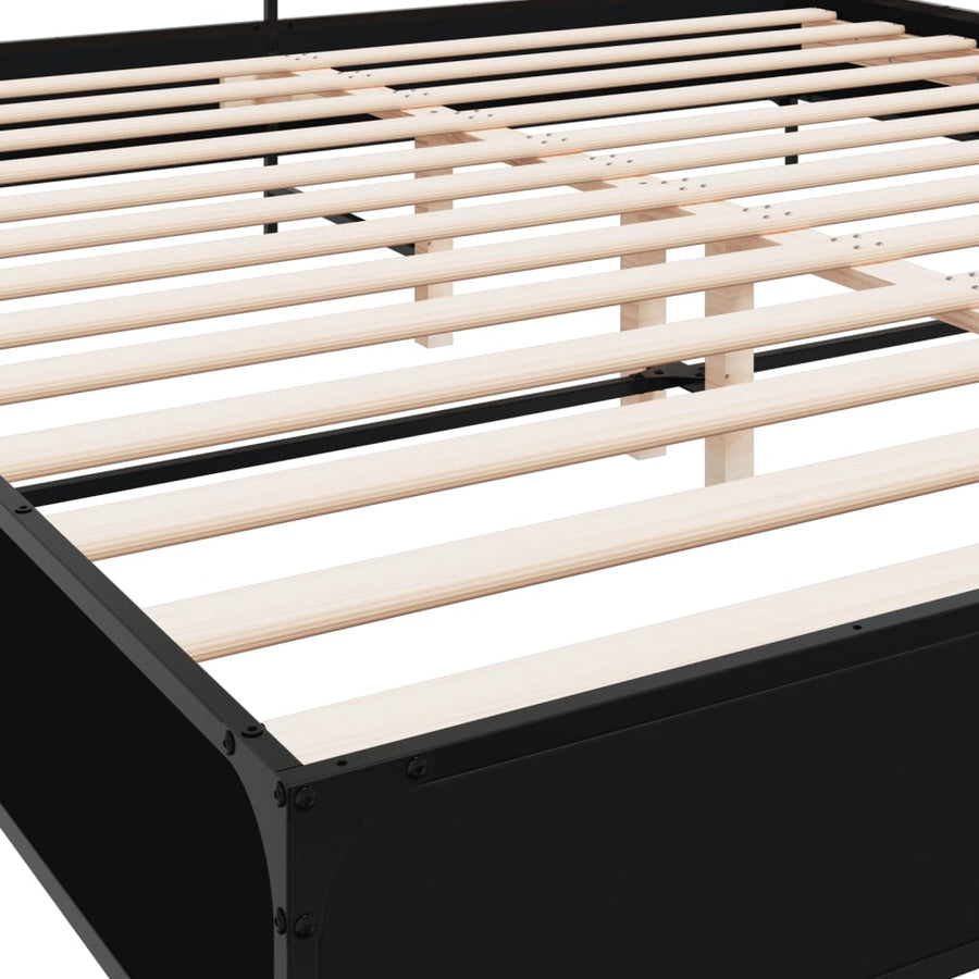 Bedframe bewerkt hout metaal zwart 180x200 cm