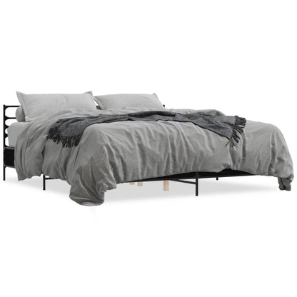 Bedframe bewerkt hout metaal zwart 180x200 cm