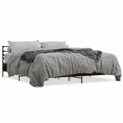 Bedframe 180x200 cm bewerkt hout metaal gerookt eiken