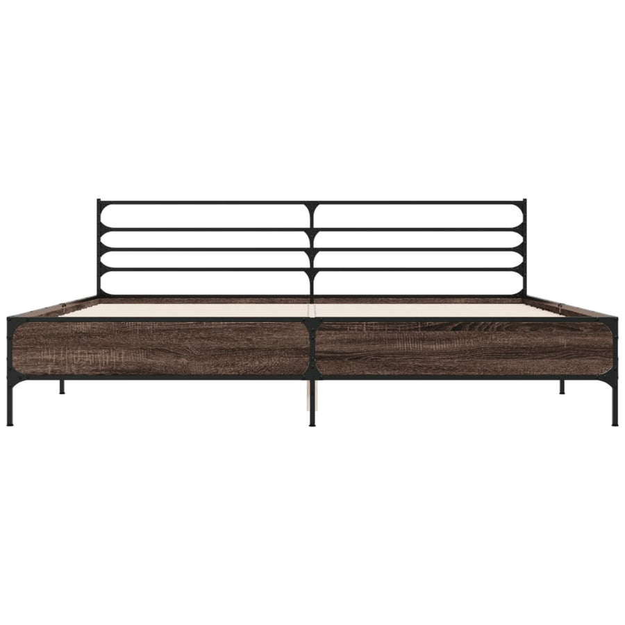Bedframe bewerkt hout metaal bruin eikenkleur 180x200 cm